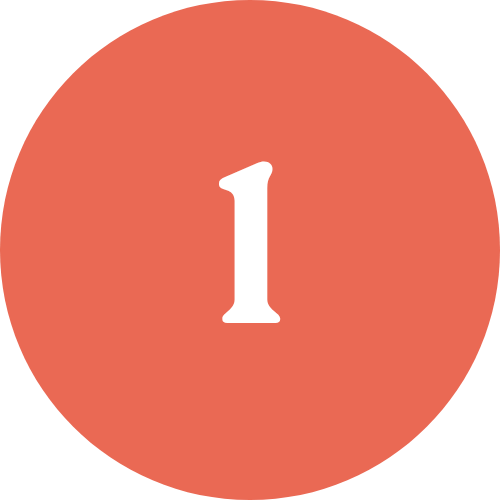 A circular red badge with a large white number 1 in the center