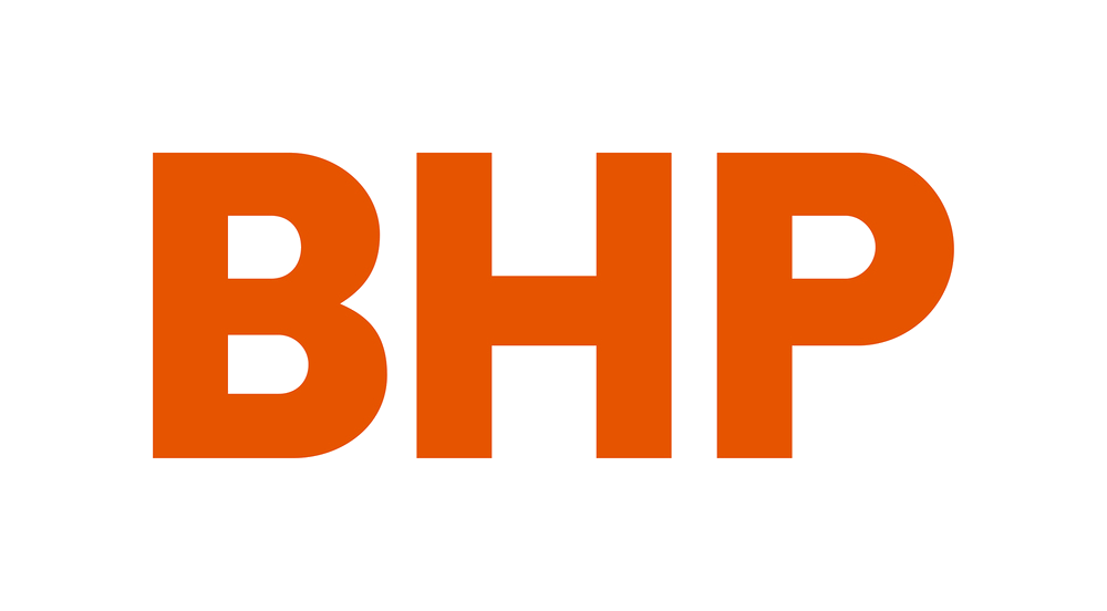The logo of the political party BHP in orange text on a black background.