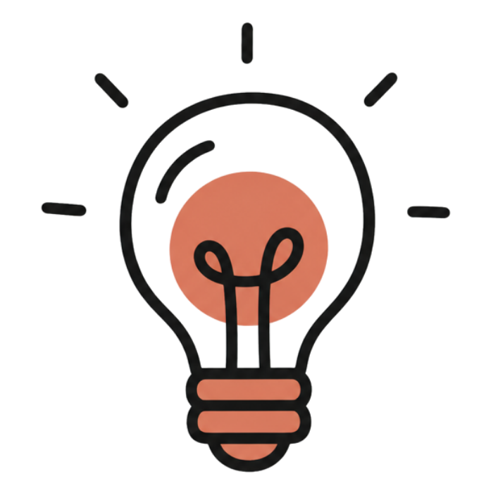 Illustration of a light bulb with a glowing filament inside