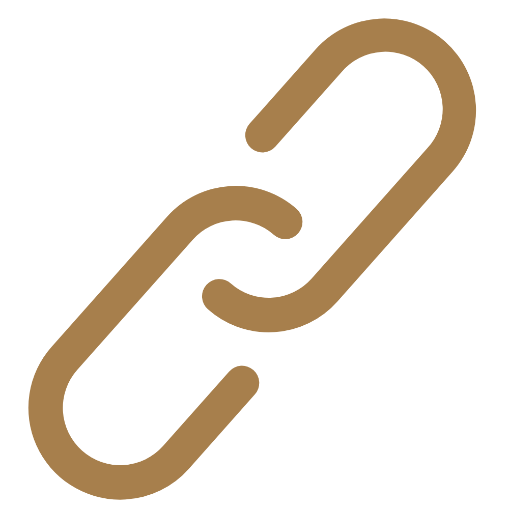 Icon of a gold chain link on a black background.