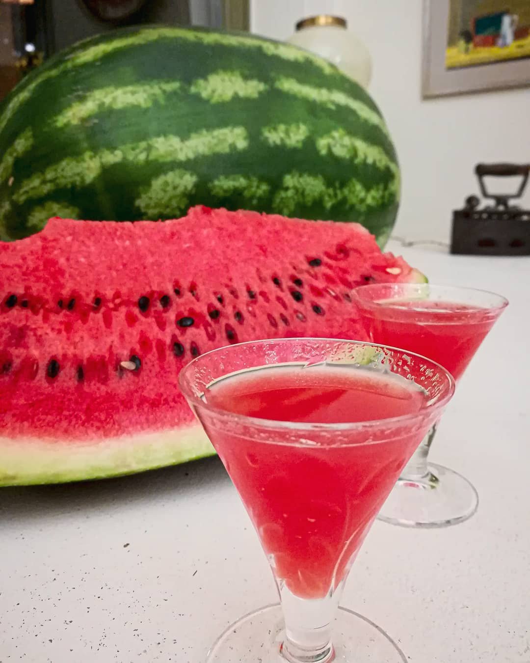 Our signature watermelon Raki, a refreshing, homemade treat to end your meal perfectly!