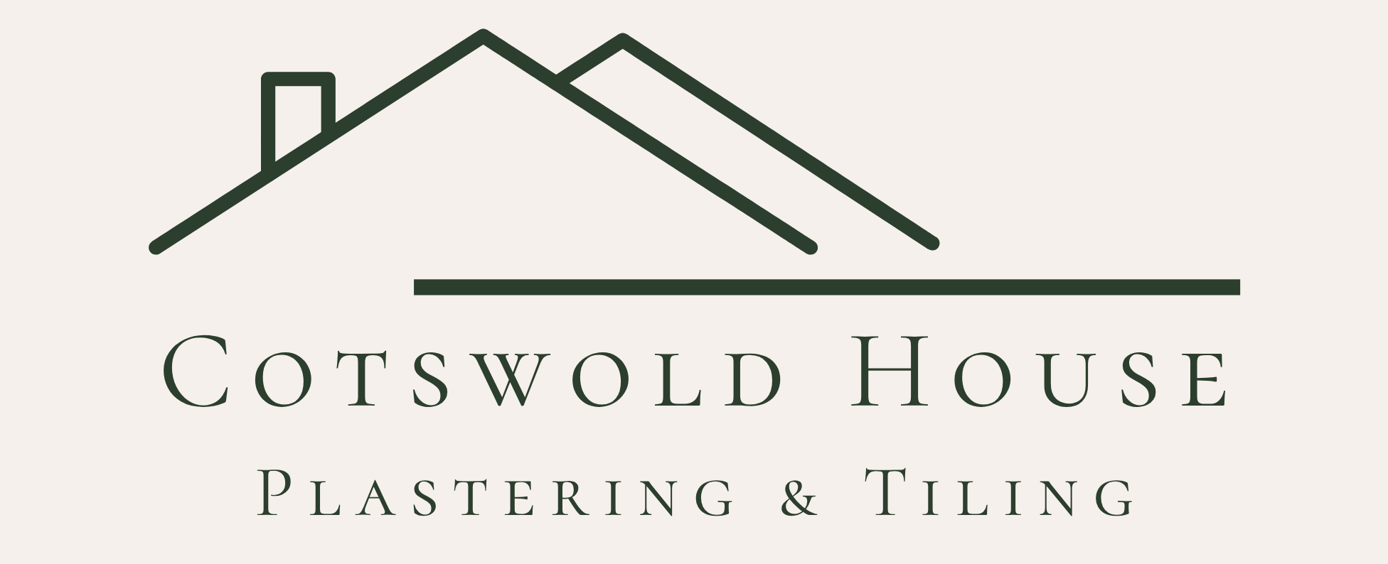 Logo for Cotswold House Plastering & Tiling with a simple roof outline and the company name below.