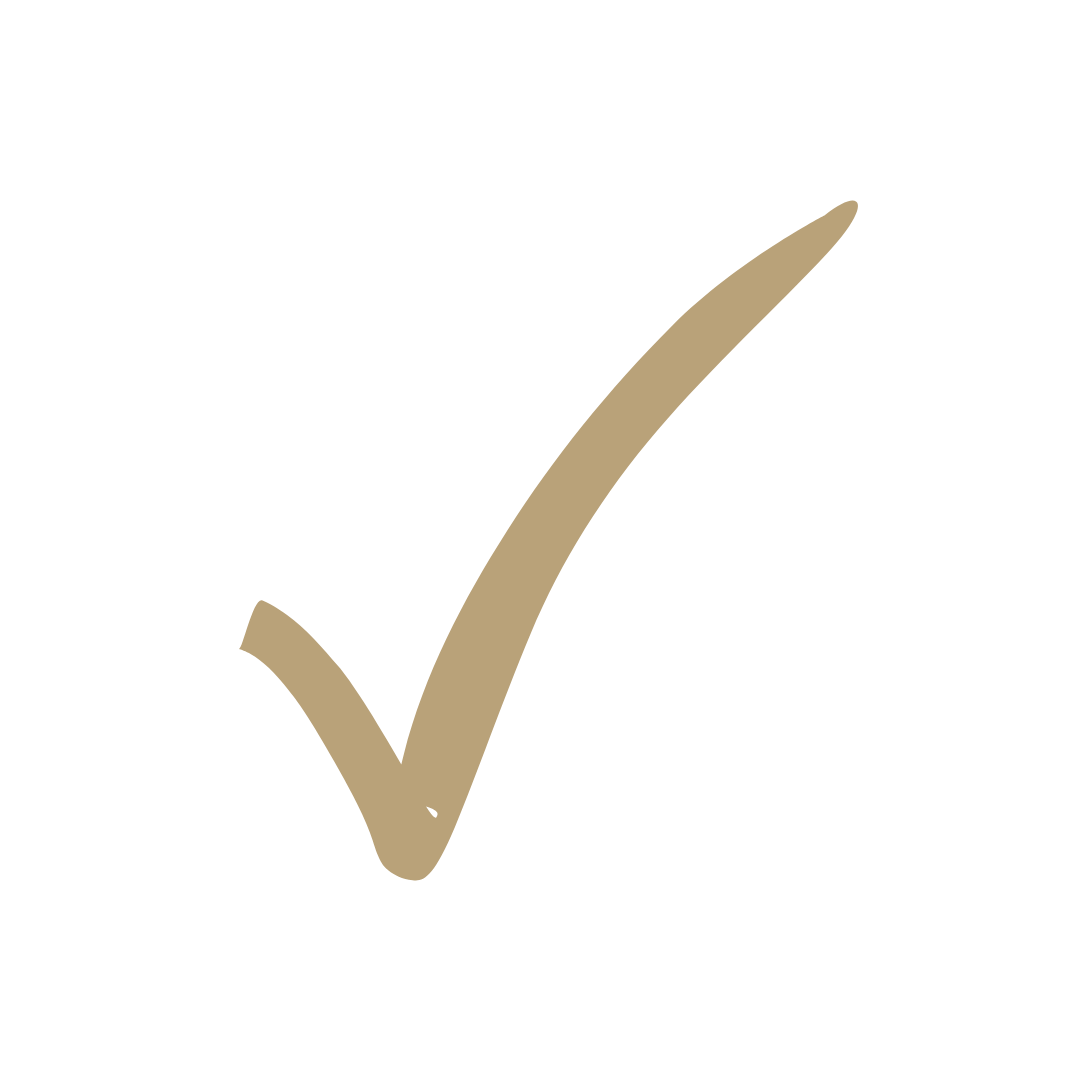 A black circle with a gold checkmark.