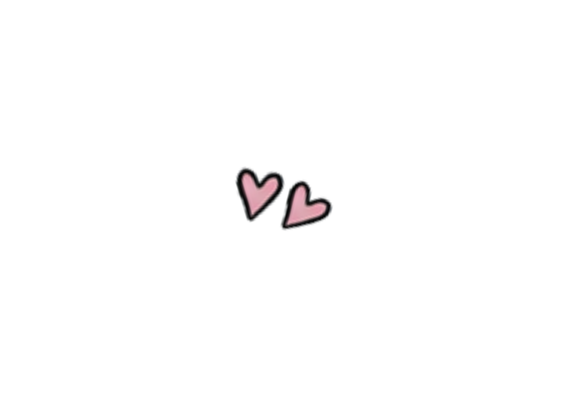 Two small pink hearts with black outline side-by-side.
