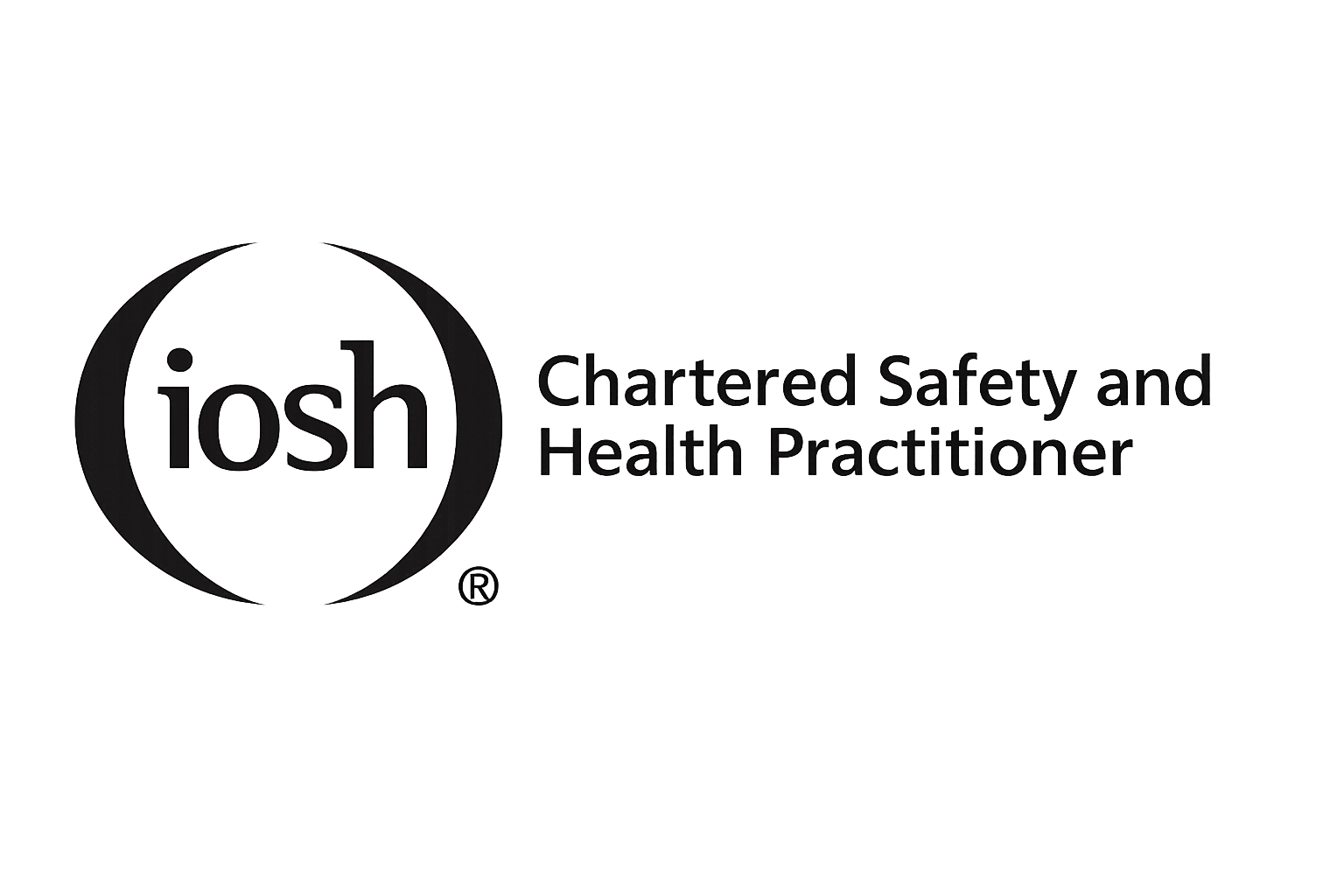 Logo for the International Organization for Standardization (IOS) with the text 'Chartered Safety and Health Practitioner'.