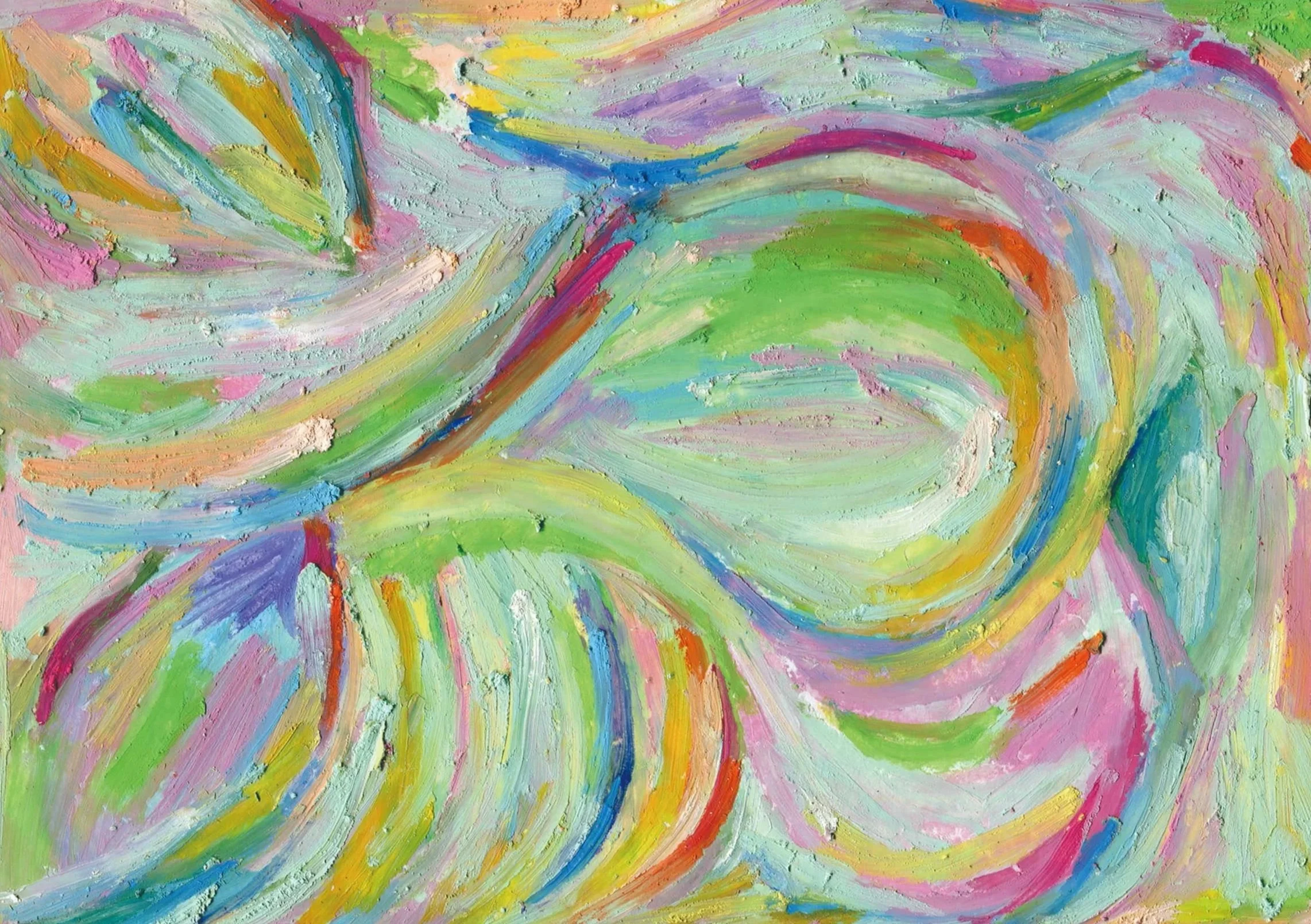 An abstract artwork showcasing a blend of bright colors and fluid lines, creating a lively and imaginative visual experience.