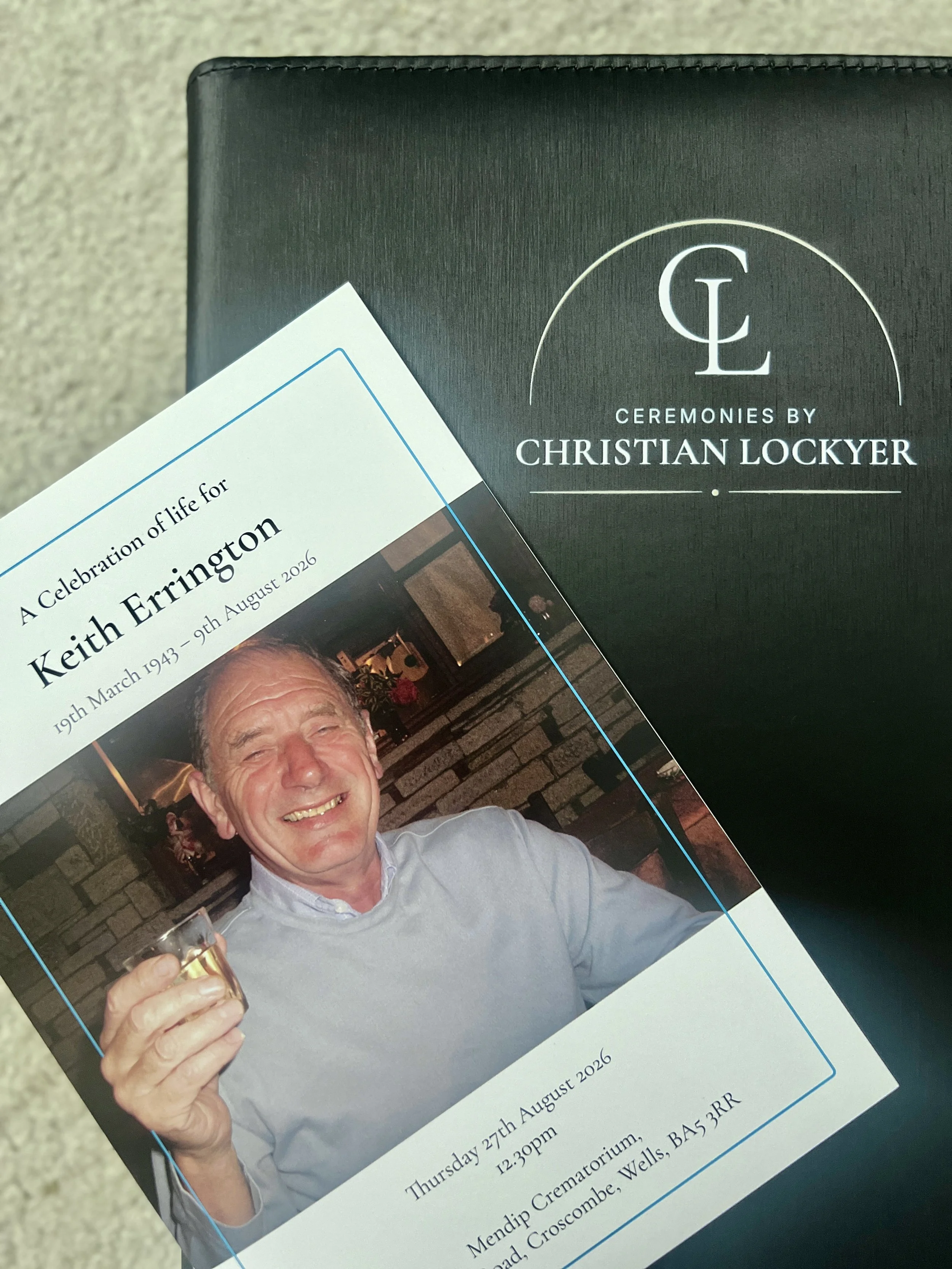 Keith Errington##<b>| FUNERAL |</b><br>"Thank you for conducting the service so well, and for all the preparation and care you put in beforehand; particularly the time to learn about Dad and his life."<b> Justin Errington, Keith's son</b><br>