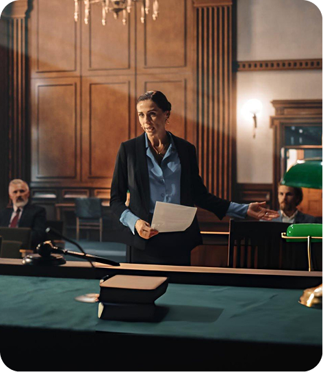 Litigation solicitor discussing a legal dispute with a client