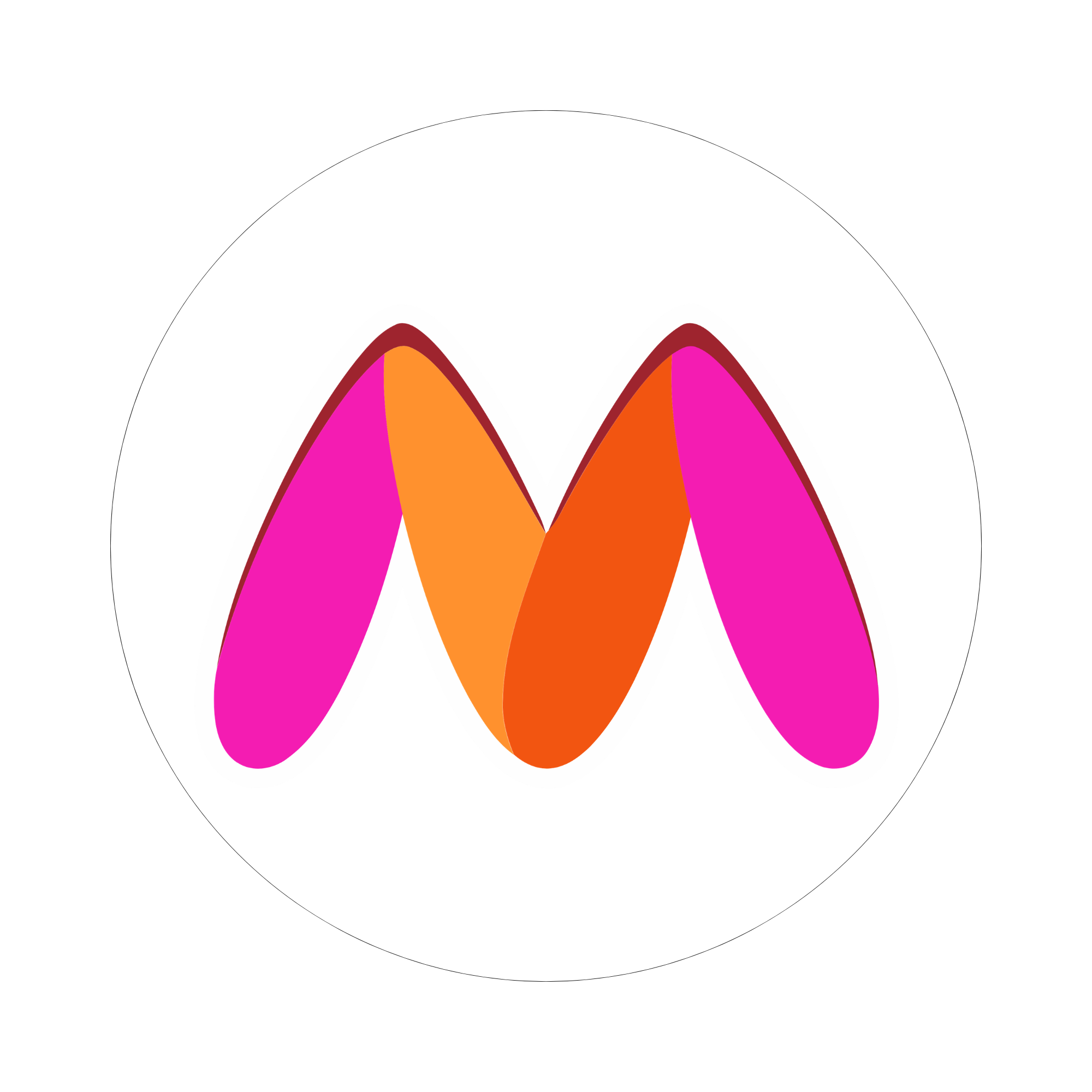 Colorful abstract design featuring pink, orange, and red triangles layered together