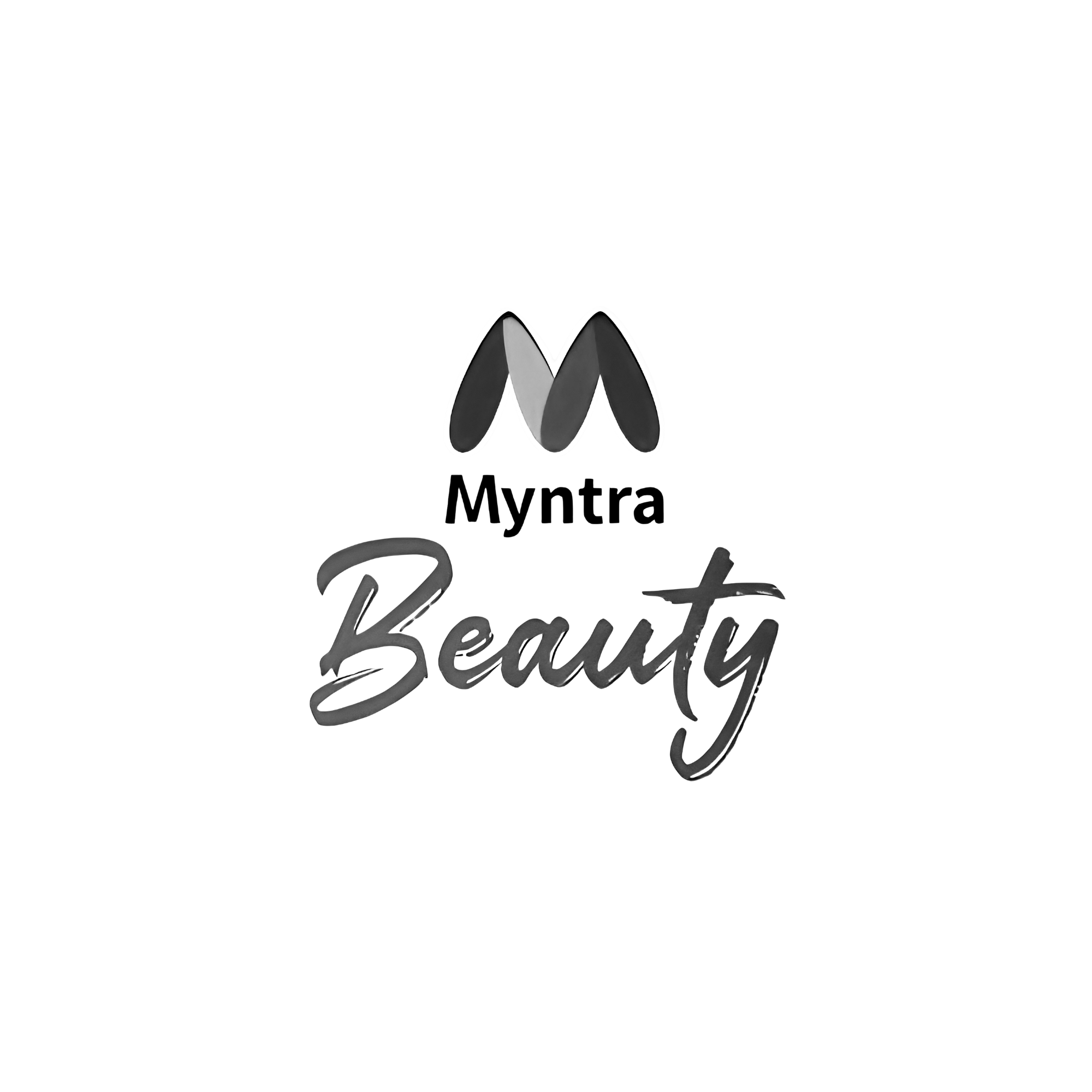 Black and gray stylized mountain-shaped logo with the word 'Myntra' written below in black cursive font.