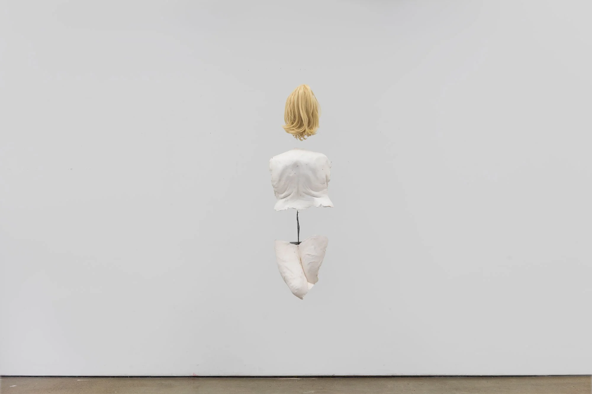 'The Mouth Before Not Speaking' (2026) | Plaster, steel, wig | 200 x 72 x 71cm