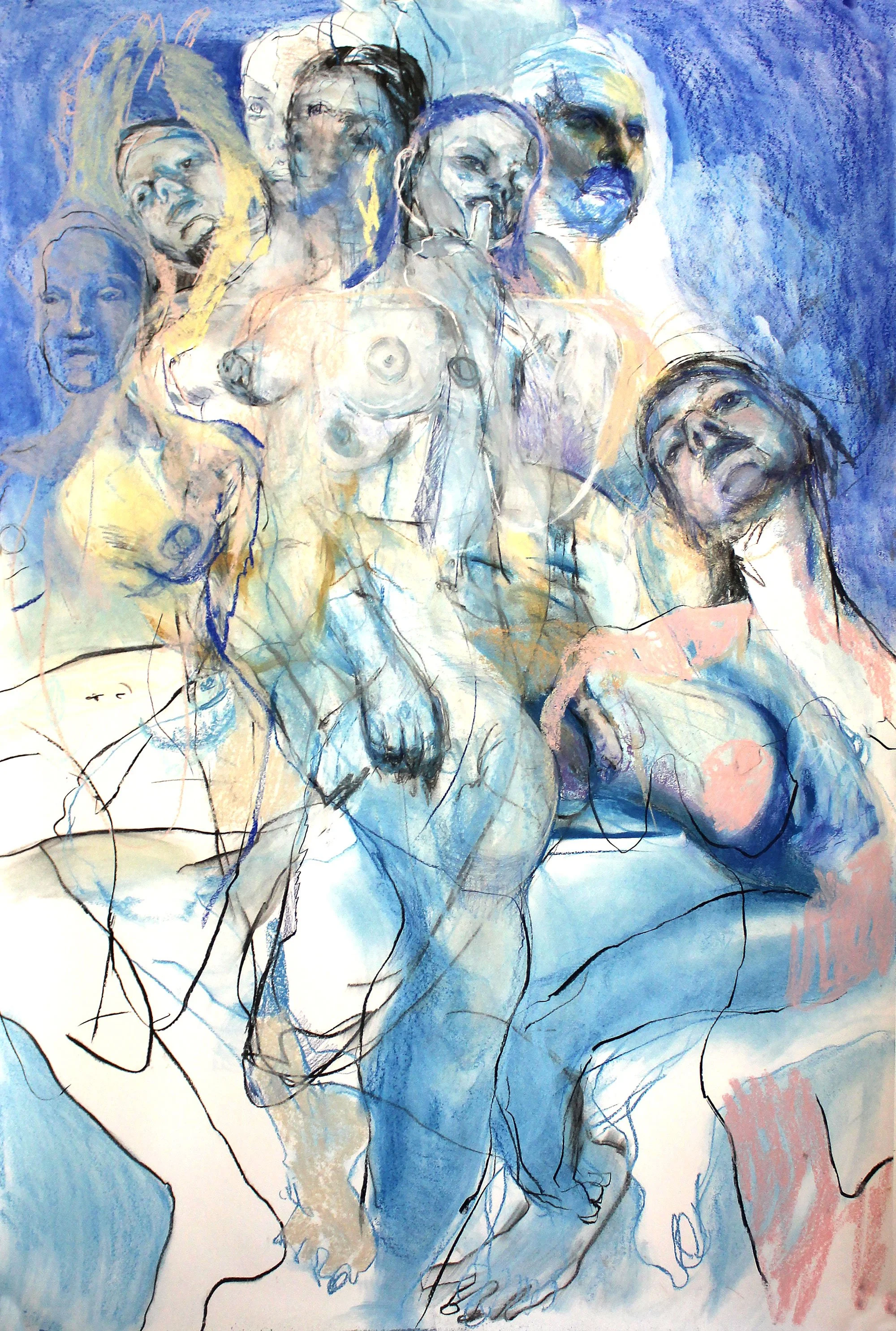 'Blue' (2023) | Charcoal and pastel on paper | 150 x 100cm -SOLD-