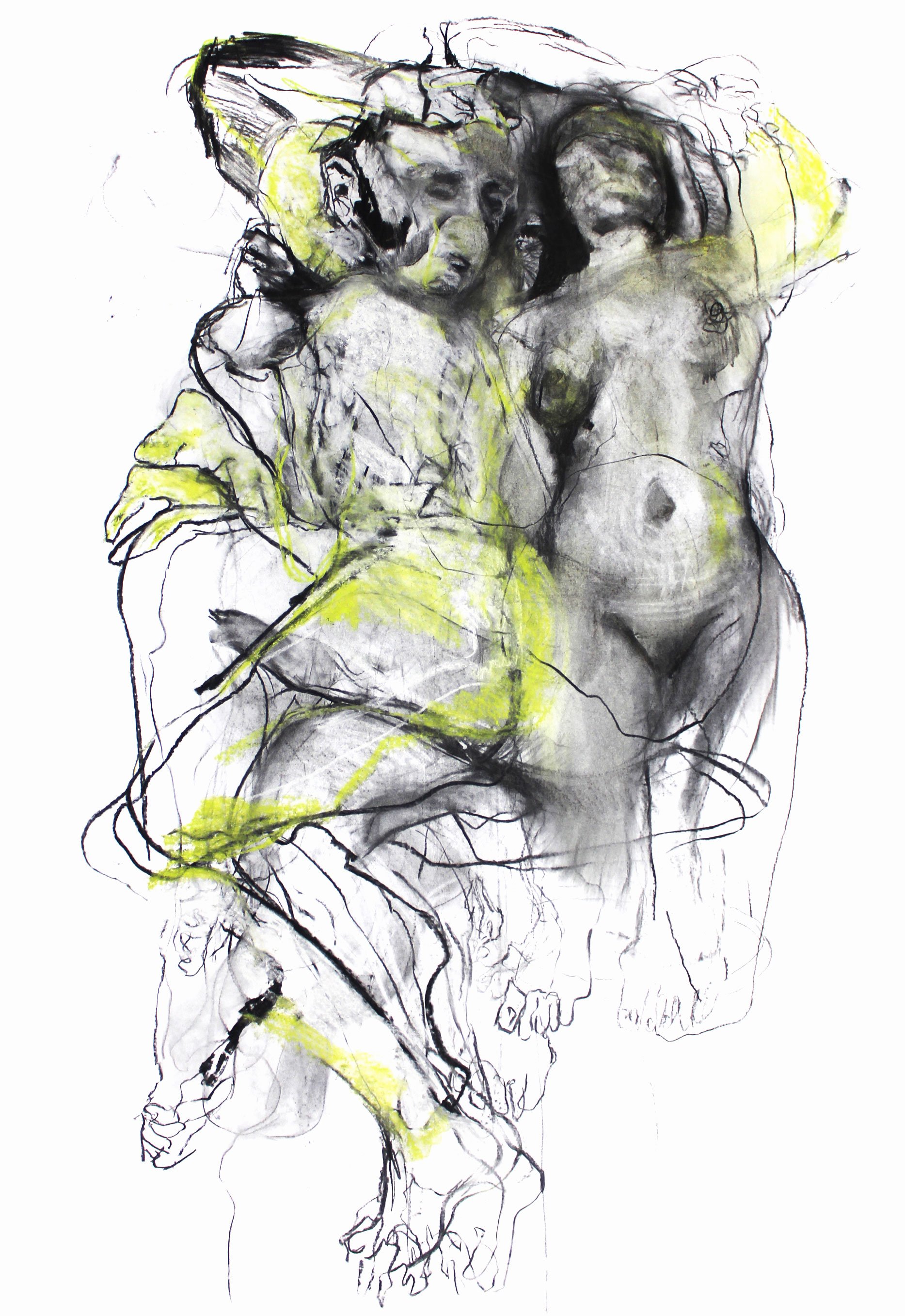 'Three Figures' (2023) | charcoal and pastel on paper 150 x 100cm 