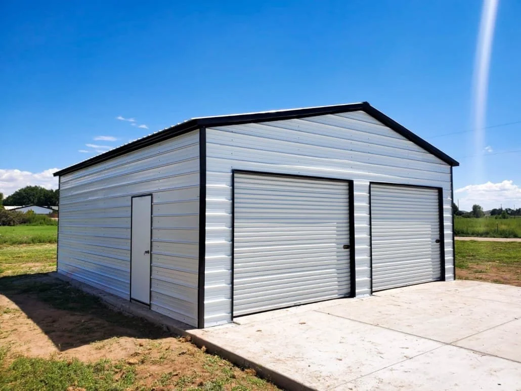 Two-Bay Garage on Concrete — White