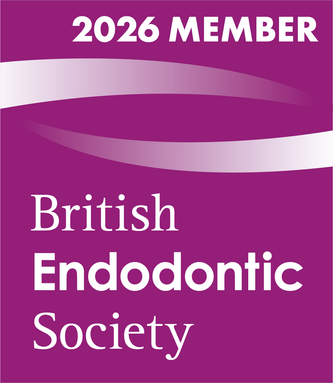 A purple background banner with white text that reads "2026 Member British Endodontic Society" and features a curved light purple and dark purple ribbon design.