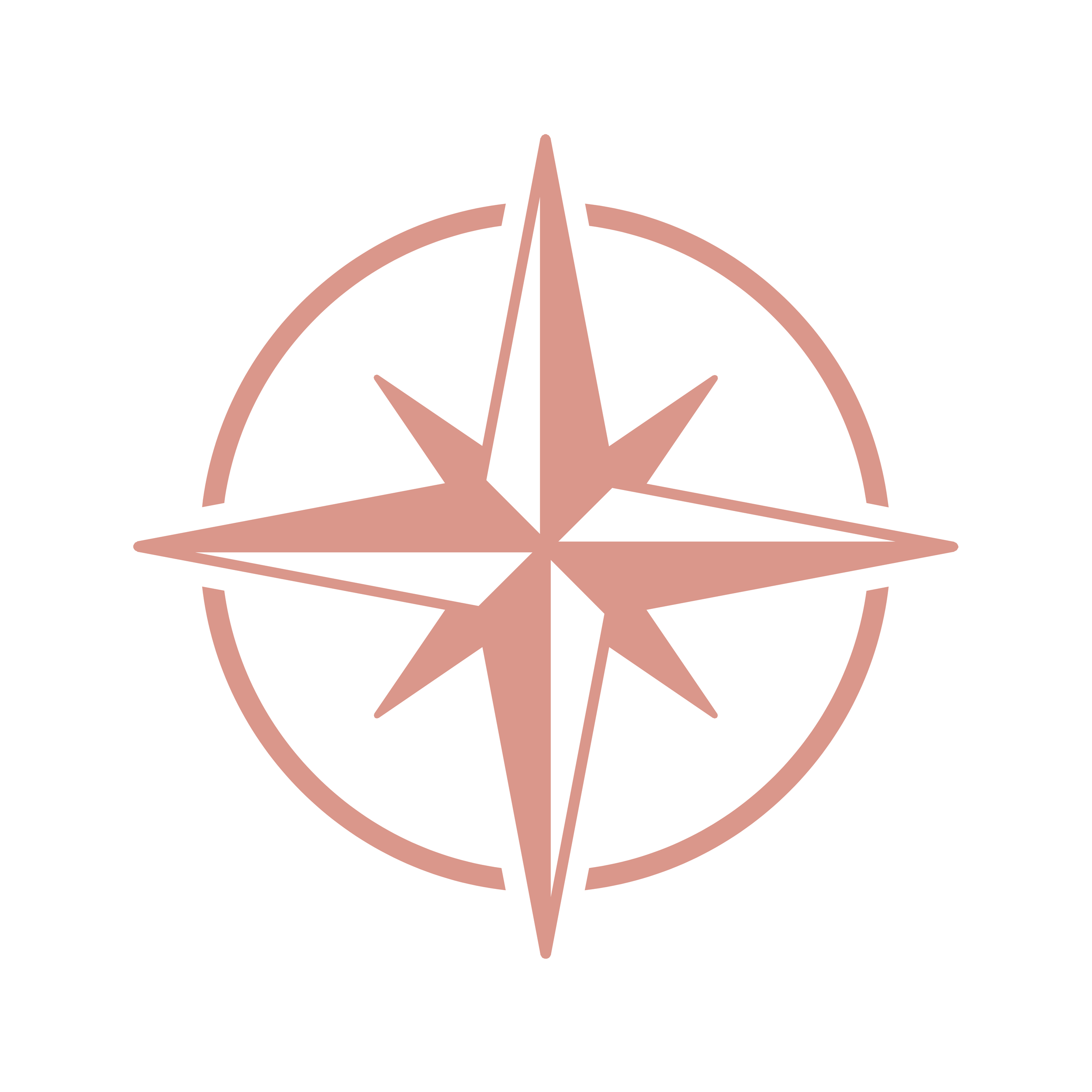 A stylized, minimalist outline of a tree with a circular border, using a light red/pink color.
