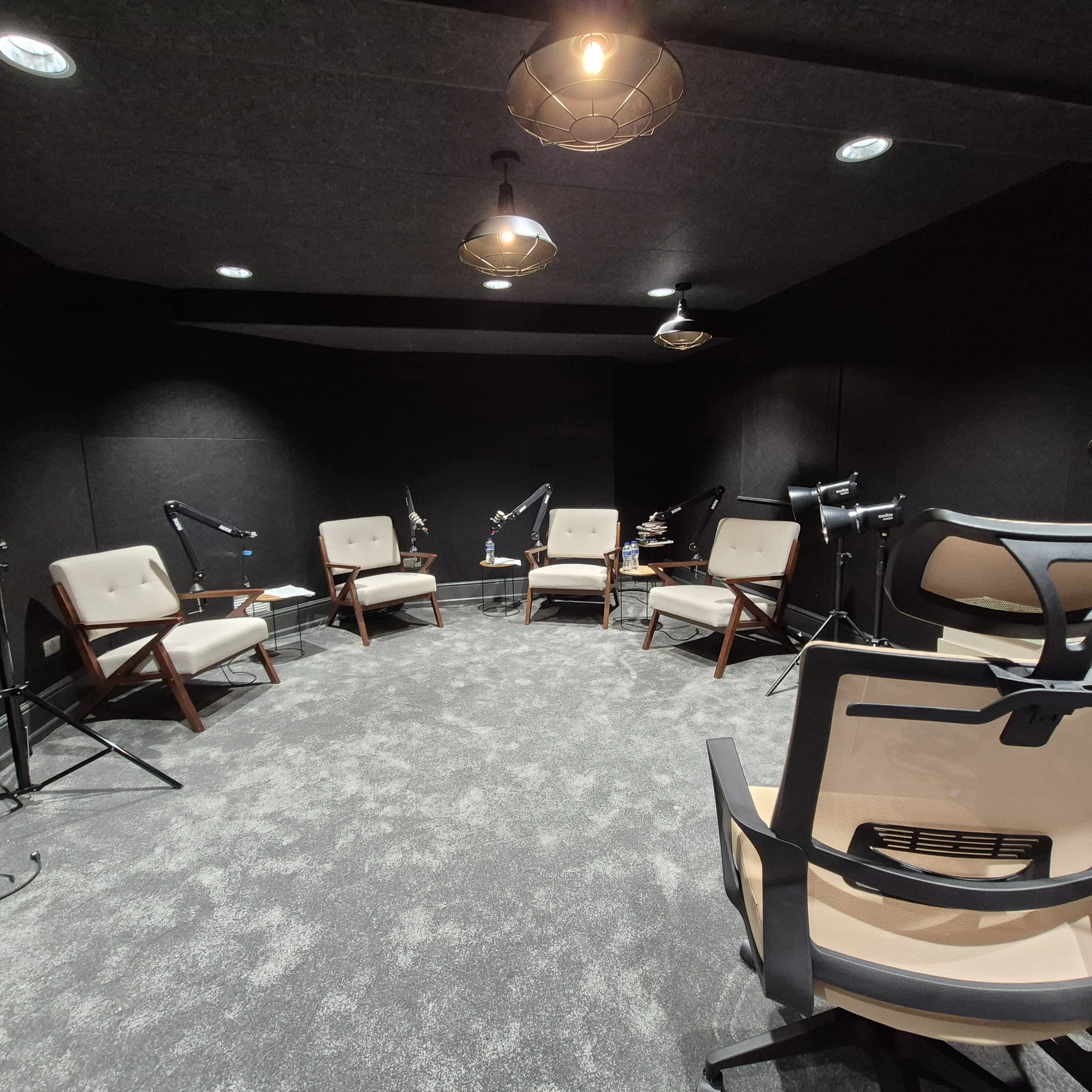 PET Acoustic Panels in modern podcast room