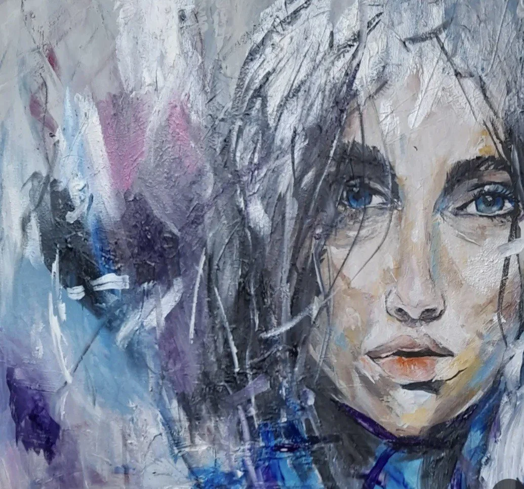 "Veil of Silence" -
 Acryl on canvas  -
 90 x 60 cm
