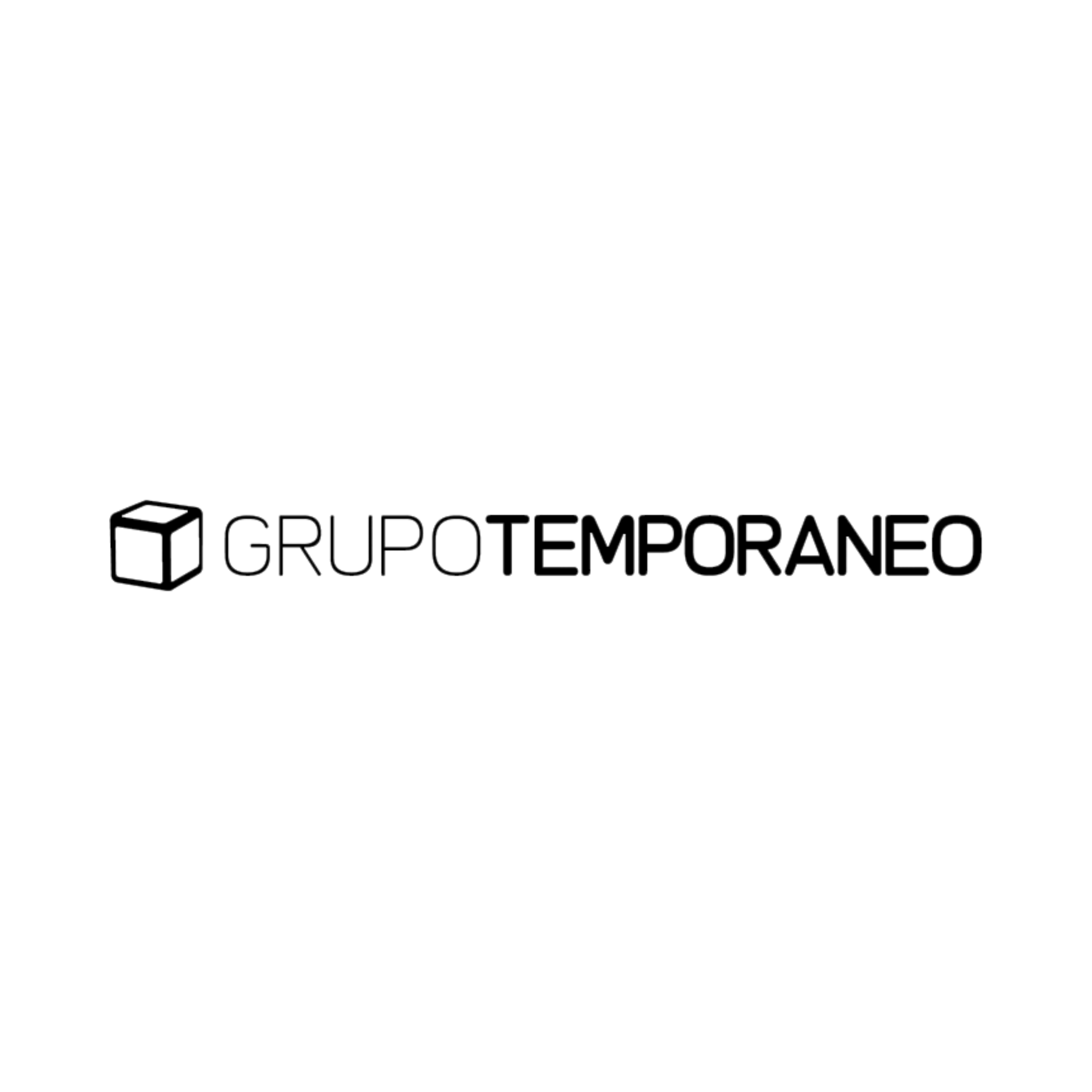 Logotipo del Grupo Temporáneo, con un cubo en perspectiva y el texto 'GRUPO TEMPORÁNEO'