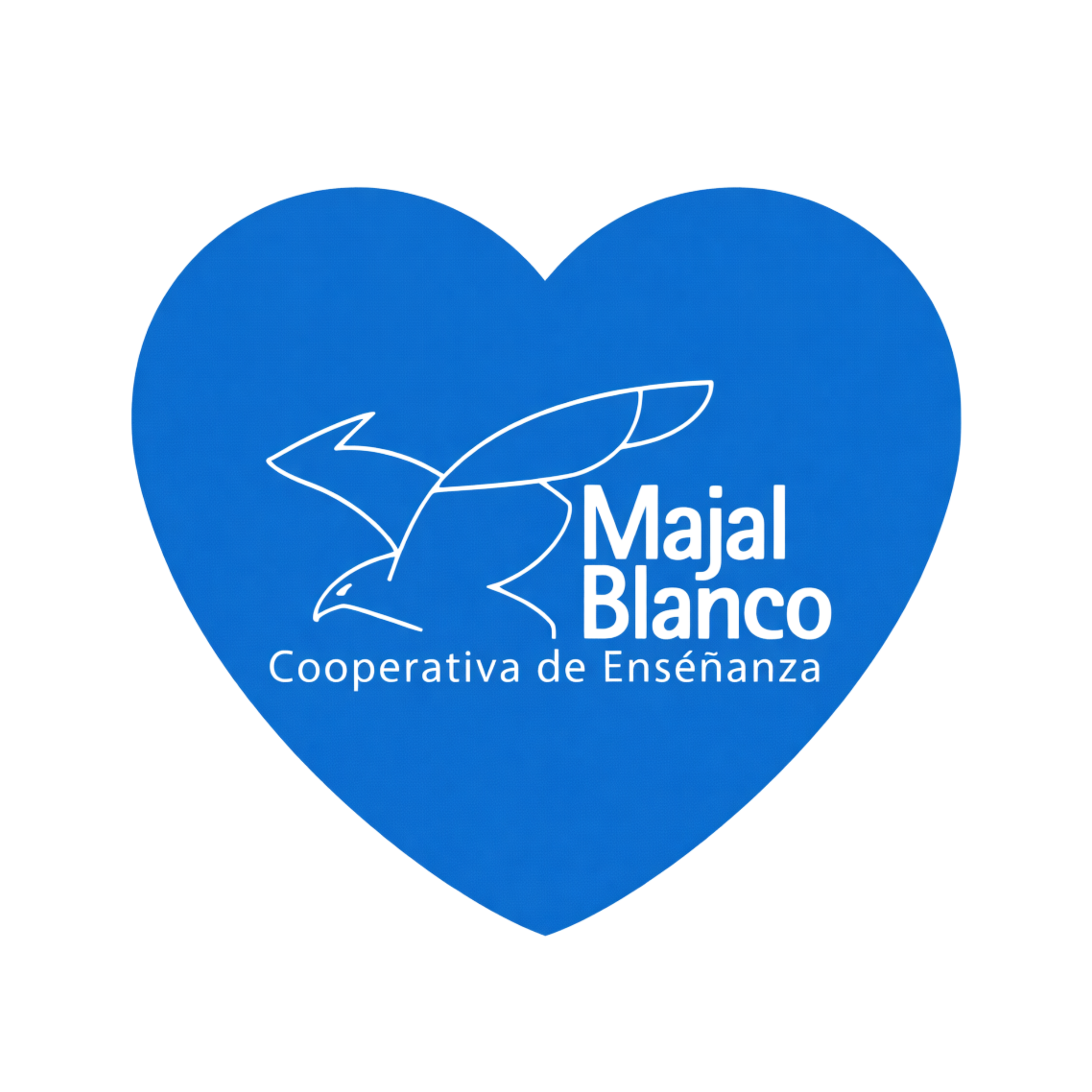 Logotipo de la Cooperativa de Enseñanza Majaí-Blanco con un águila y hojas en color azul.