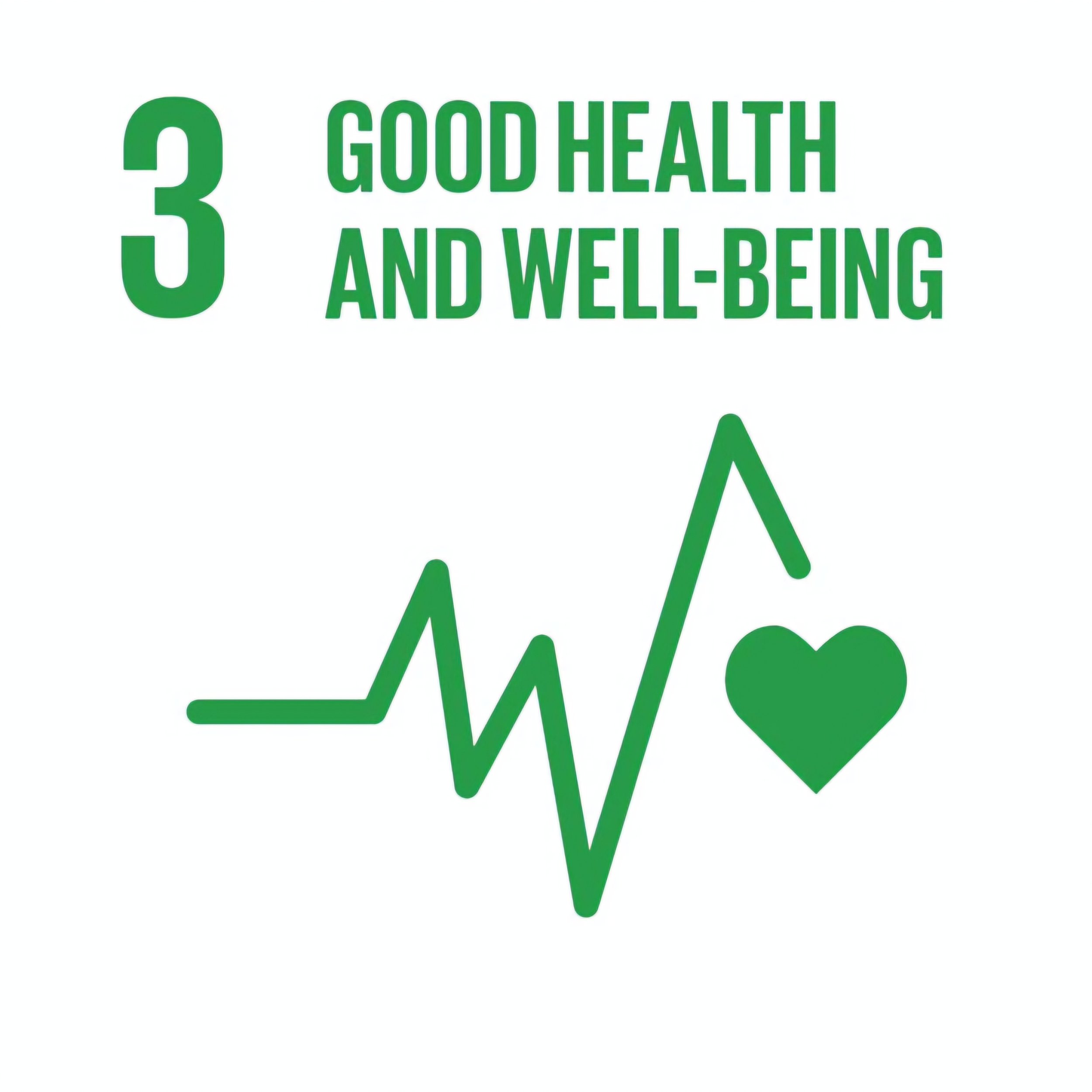 Green medical or health-related symbol with a heartbeat line and arrows, emphasizing good health and well-being.