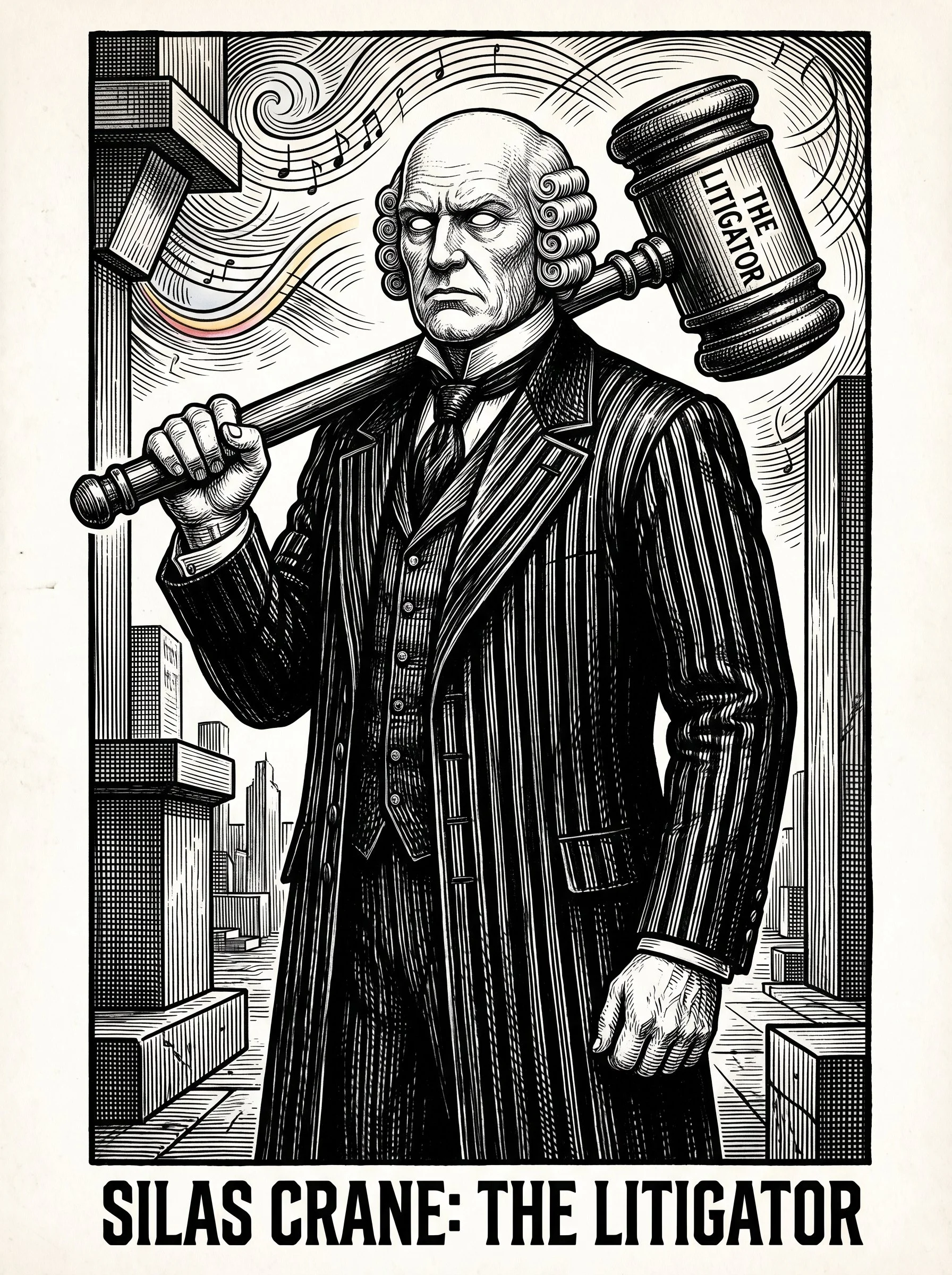 The Big Bad. Silas Crane. The Litigator (Rouge Pantheon member determined to enforce rigid narrative and structure when a timeline gets too rowdy).