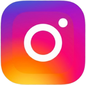 Instagram logo with a colorful gradient background.