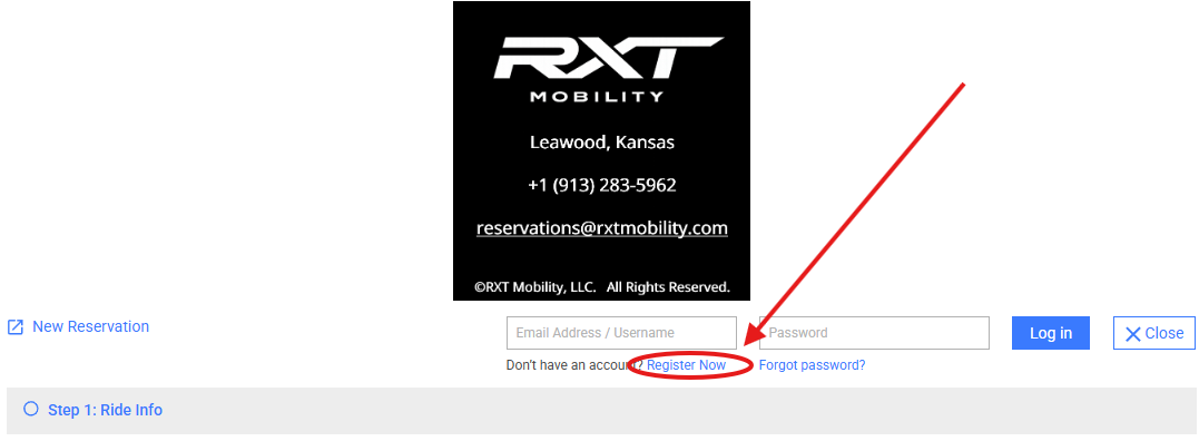 RXT Mobility Register Now Link Example