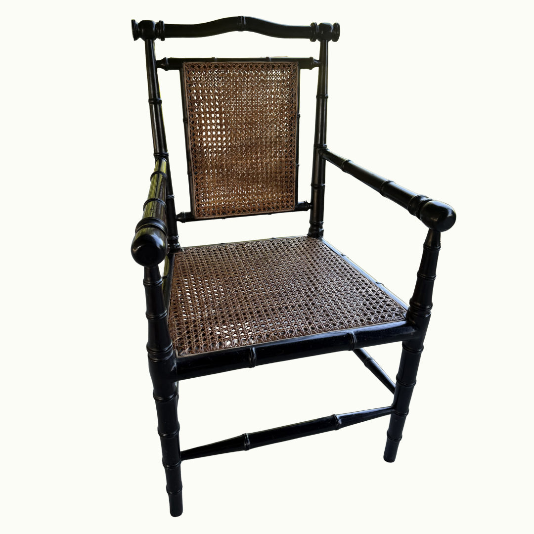 Black Noir Cane Bamboo Chair