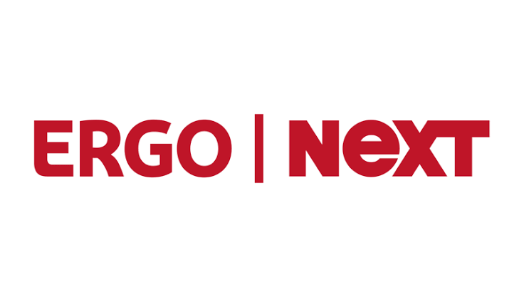 Logo with the text ERGO and NEXT separated by a vertical line in red.