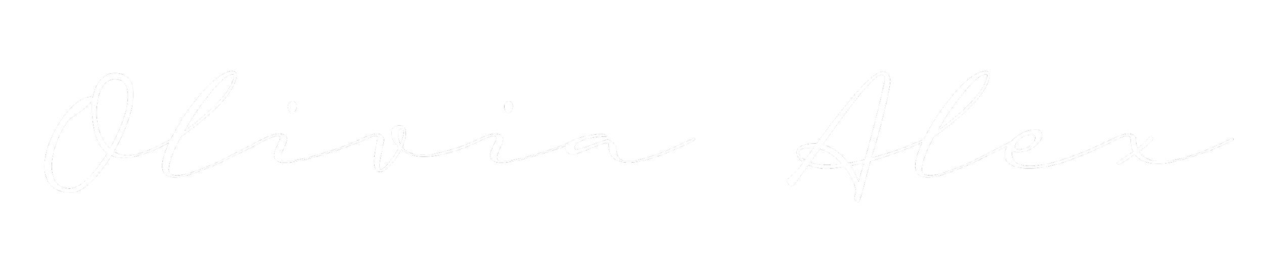 Stylized white handwritten signature reading 'Olivia Hox' on a black background.
