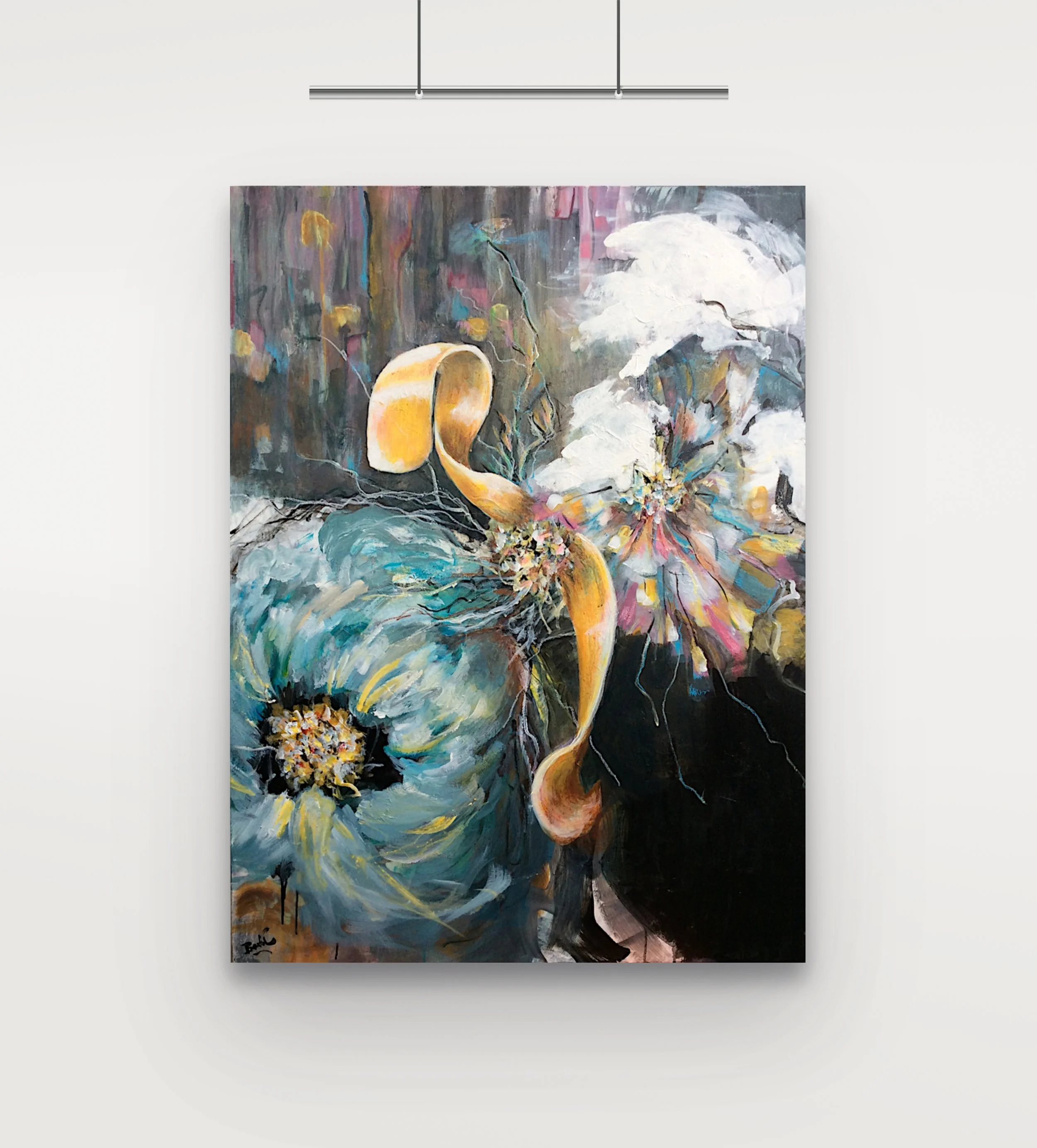 Found Ribbon - 48" x 36" An Original Acrylic Painting