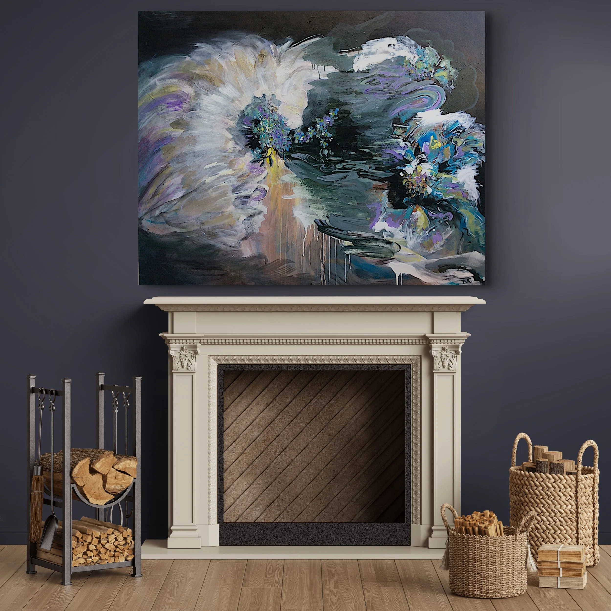 BarbCArt-SweetInfusion-Painting-onPlumWall-withfireplace-4.jpg