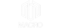Logo with the word 'MACRO' underneath a stylized geometric symbol