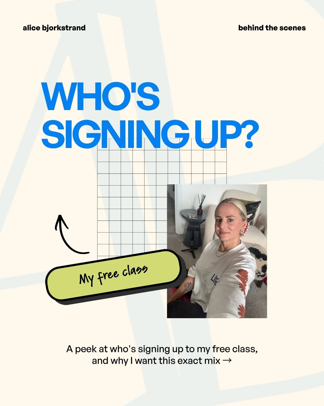 I&rsquo;ve been nosing at who&rsquo;s signing up to my free class 👀

And I&rsquo;m really happy with the mix.

Some are brand new. My class is the very first thing they&rsquo;ve signed up to. Others are in 5, 6, even 10 segments on my list. They&rsq