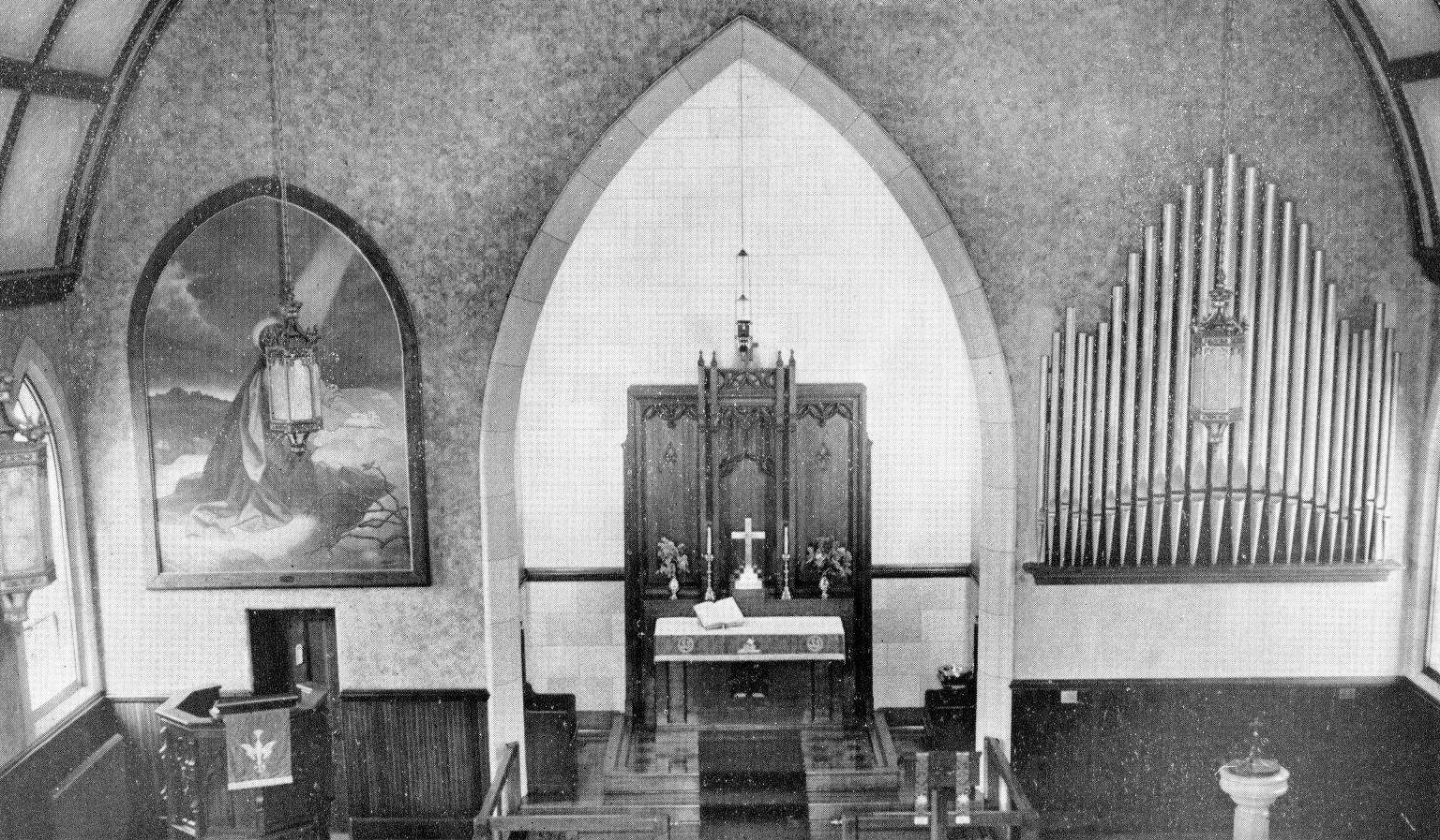 The Evangelical Lutheran Church of the Atonement, interior, Saugerties, c. 1959.