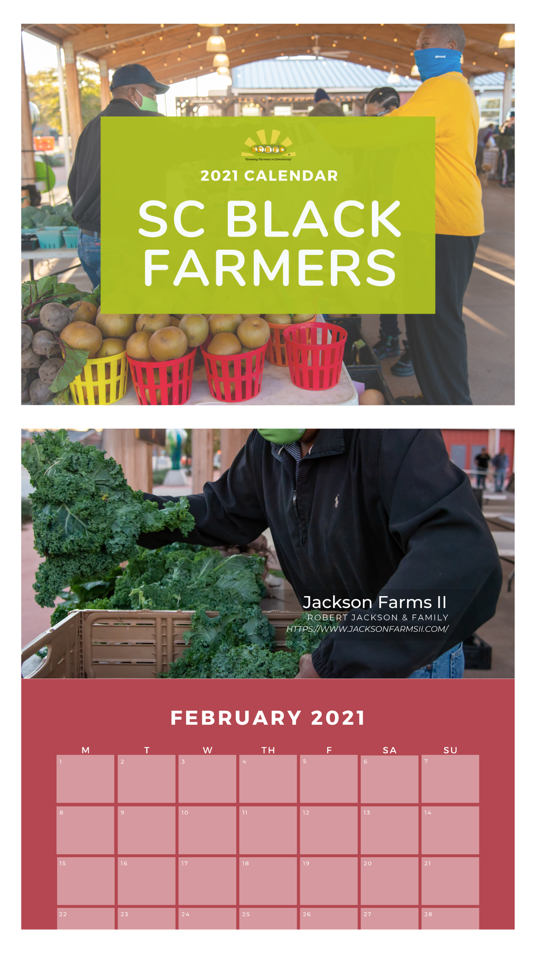 South Carolina Black Farmers Coalition Calendar: Fundraising calendar design featuring photography from member farms across South Carolina.