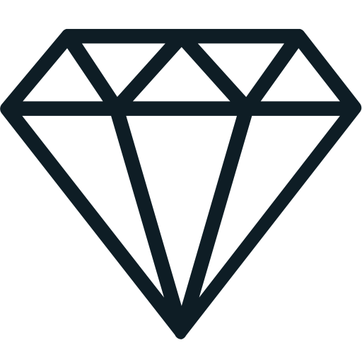 Line drawing of a diamond gemstone.