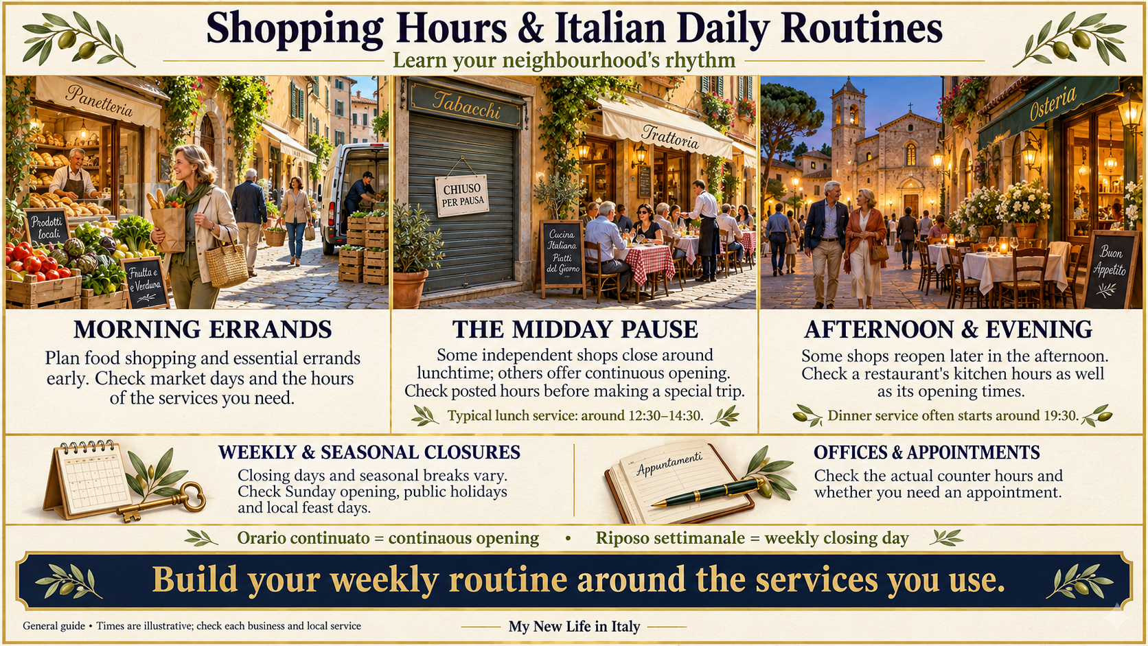 Shopping hours & Italian daily routines.