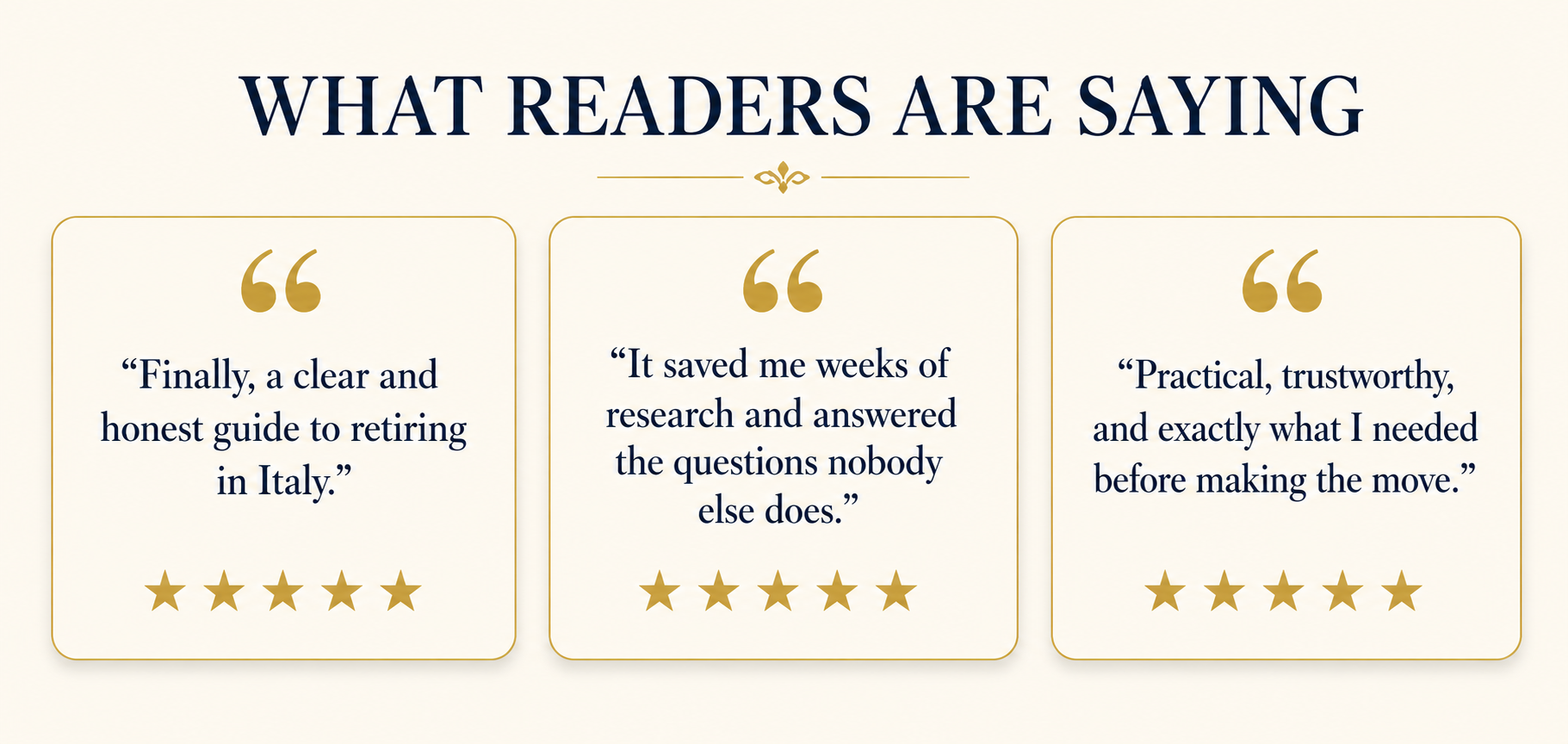Italy Retirement Blueprint testimonials