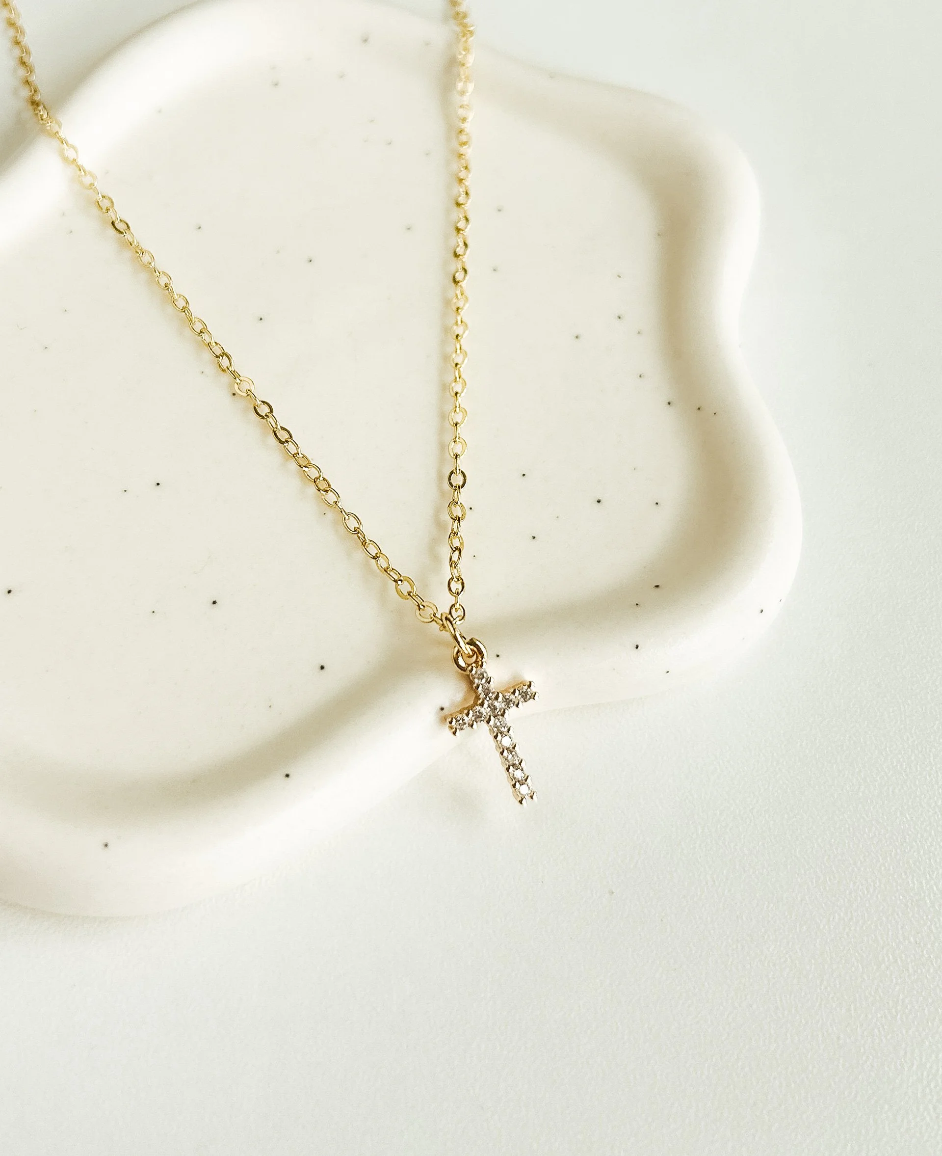 Dainty CZ Cross Necklace