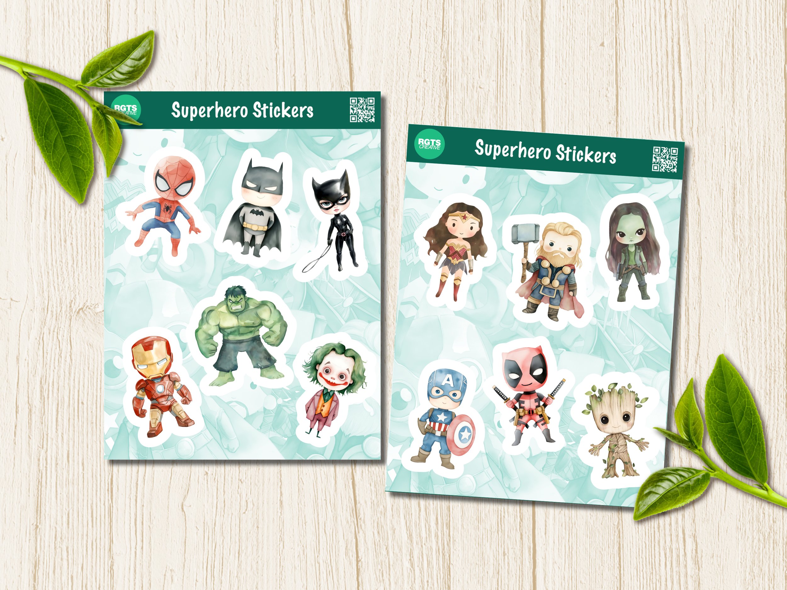 Stickers: Water Resistant Superheroes Set