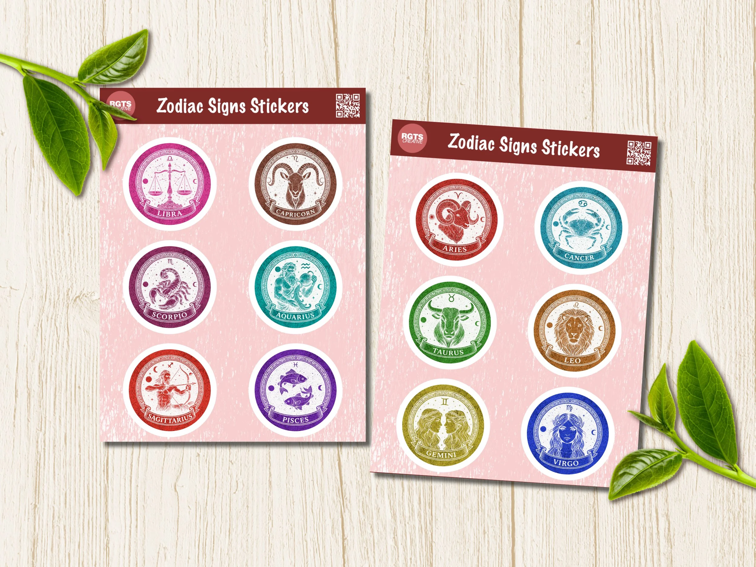 Stickers: Water Resistant Zodiac Signs Set