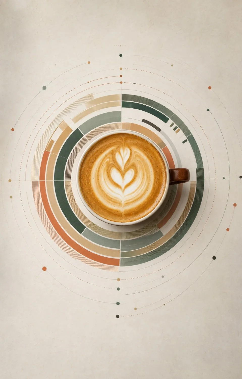 Abstract coffee and data illustration in the Working Theory color palette