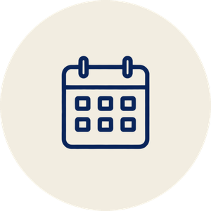 Icon of a calendar with six squares representing days.