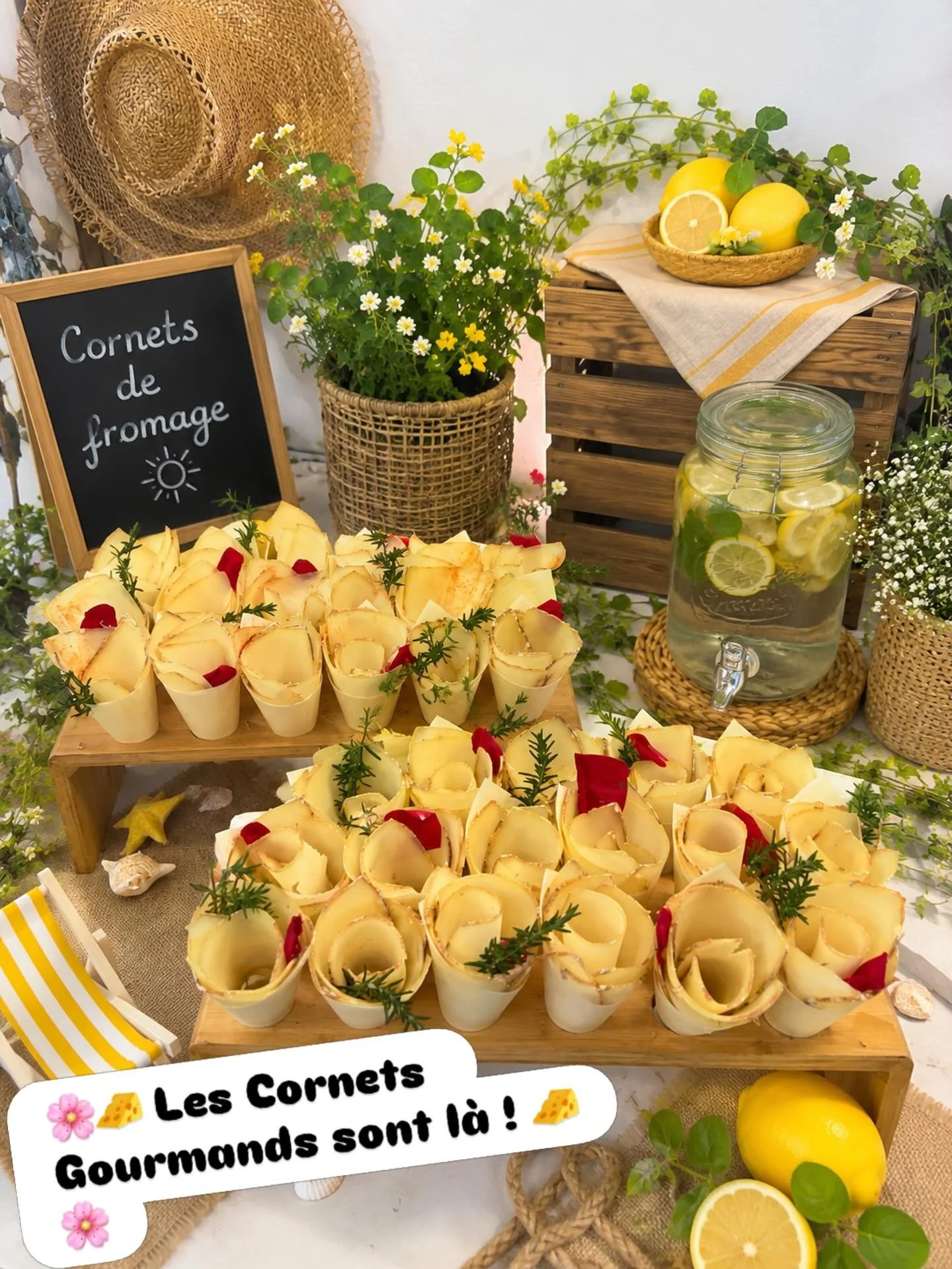 Apportez une touche d&rsquo;originalit&eacute; et d&rsquo;&eacute;l&eacute;gance &agrave; tous vos &eacute;v&eacute;nements avec nos d&eacute;licieux cornets de fromage, soigneusement pr&eacute;par&eacute;s . 

✨ &Eacute;galement disponibles en versi
