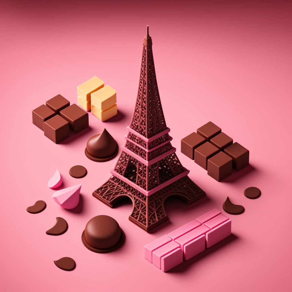 JojoFrank_isometric_angle_Eiffel_Tower_made_of_chocolate_bars_a_d7ce0103-89e1-437e-9564-a043b0372f0a.png