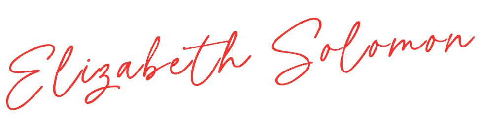 Red cursive text reading 'Elizabeth Solomon' on a black background.