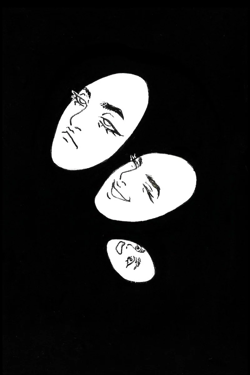 i'm just pretending to be miserable, ink/acrylic drawing on 4 x 6" paper