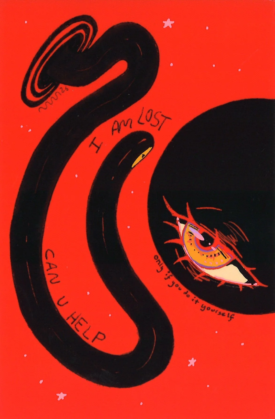 those who help themselves, 4" x 6" limited edition print with UV-reactive details